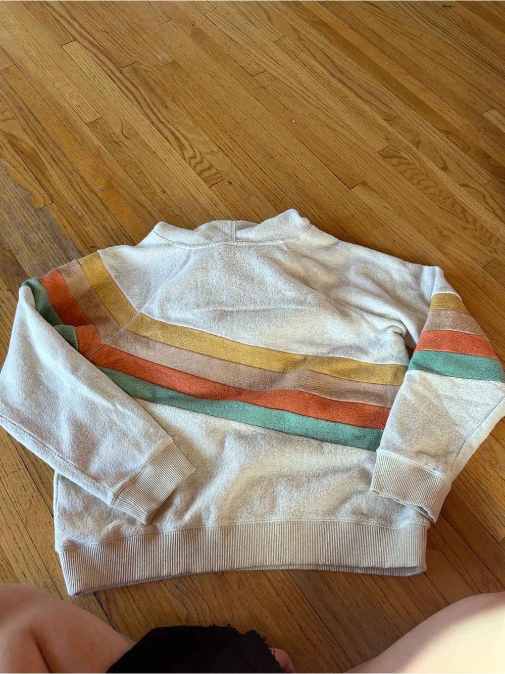 Faherty Cream Hooded Sweater with Retro Stripes - Picture 6 of 8